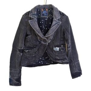 Miss Sixty’s denim patch work jacket  Worn style  Pre loved piece  Size: xsmall